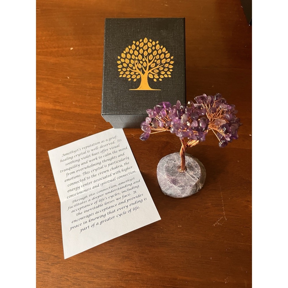 Amethyst Crystal Tree Feng Shui Gemstone Decor Copper Wire Healing Tree  =  5 in